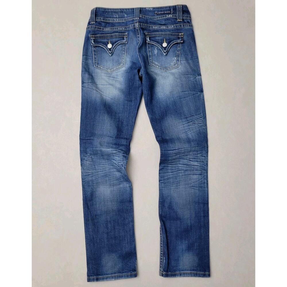 Vigoss Womens Jeans Straight Low Rise 29x31 Flap Pocket Distressed Stretch Sz5 - Picture 5 of 13